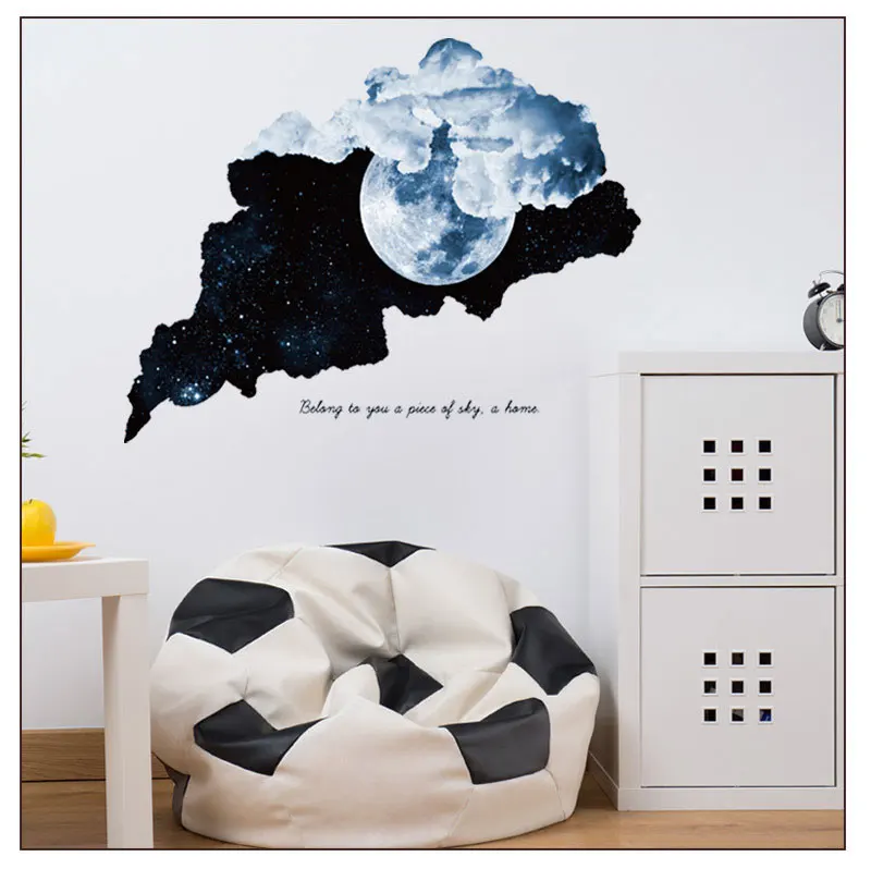 

3D Tearing The Moon Three-Dimensional PVC Wall Sticker Home Decoration Waterproof Ceiling Sticker Mural Autocollant Mural