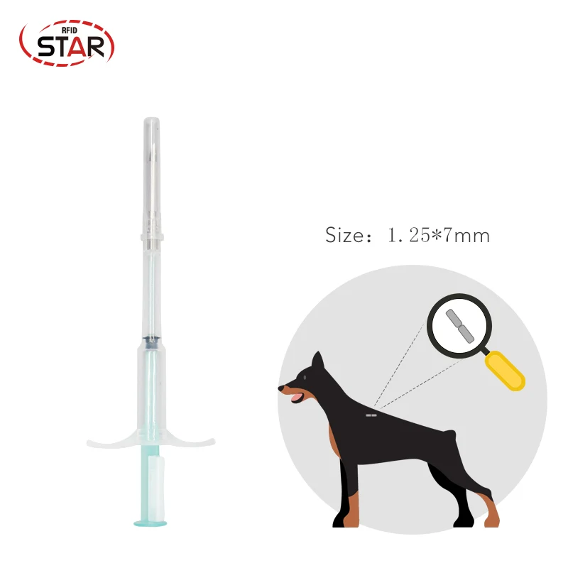

1.25*7mm smallest pet microchip FDX-B dog microchip ISO11784 Animal implant microchip RFID injector vet syringe pet transponder