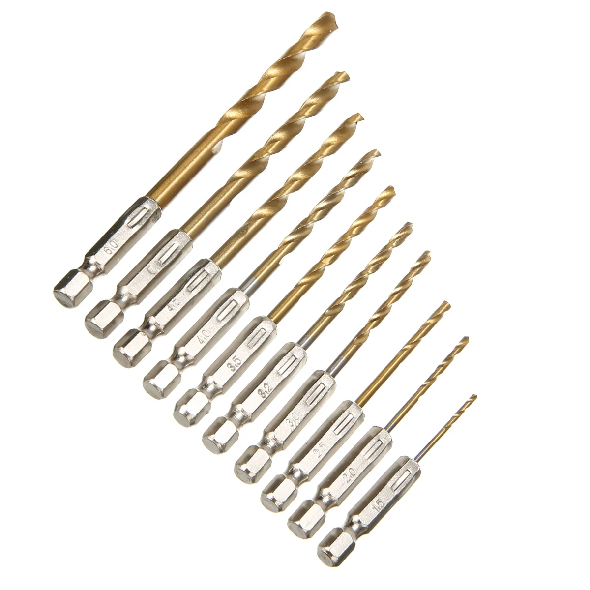 10pcs Twist Drill Bit Set Cordless Screwdriver For Wood Metal HSS-Titan Hexagonal Drill Bit Diameter 1.5mm-6.0mm