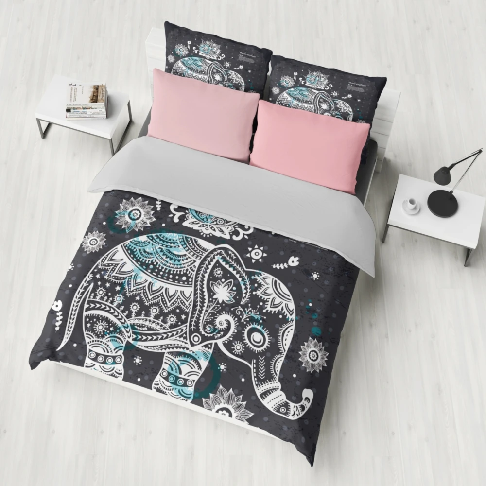 

Dropshipping Bedding set 2/3pcs 3D Bedding Sets blue Print ocean fish Shell Duvet cover sets Bohemia elephant