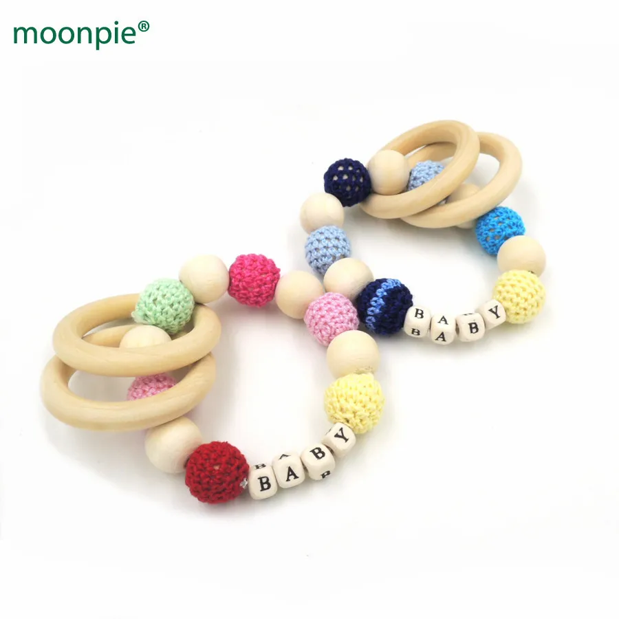 Baby Teething Toy Wooden Teether Rainbow Teether wood Bead Teether