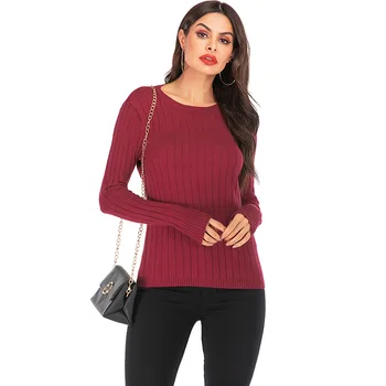 

Wixra Autumn Winter O Neck Sweater Women Pullover Knit Slim All Base Match Sweaters Womens Solid Jumpers For Women