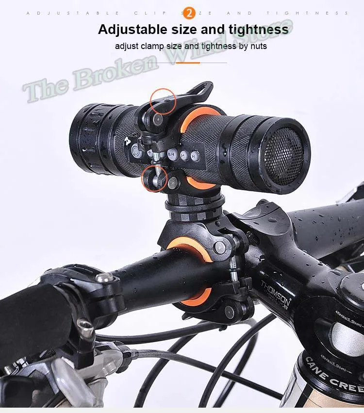 Clearance Sireck Bike Light Clip 360 Degree Rotatable Cycling Led Front Light Flashlight Lamp Bicycle Handlebar Holder Support Accessories 12