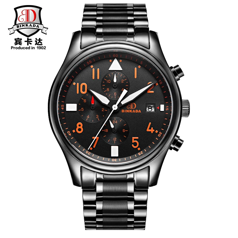 

BINKADA Mechanical Watch Cufflinks Men Waterproof Reloj Hombre Relogio Masculino De Luxo Reloj Hombre Stainless Steel Steampunk