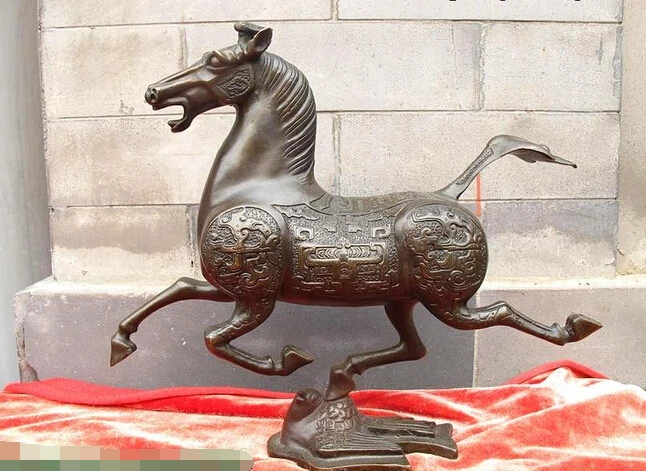 

wholesale factory 9"china classic 100% Bronze art horse riding Flying swallow sculpture