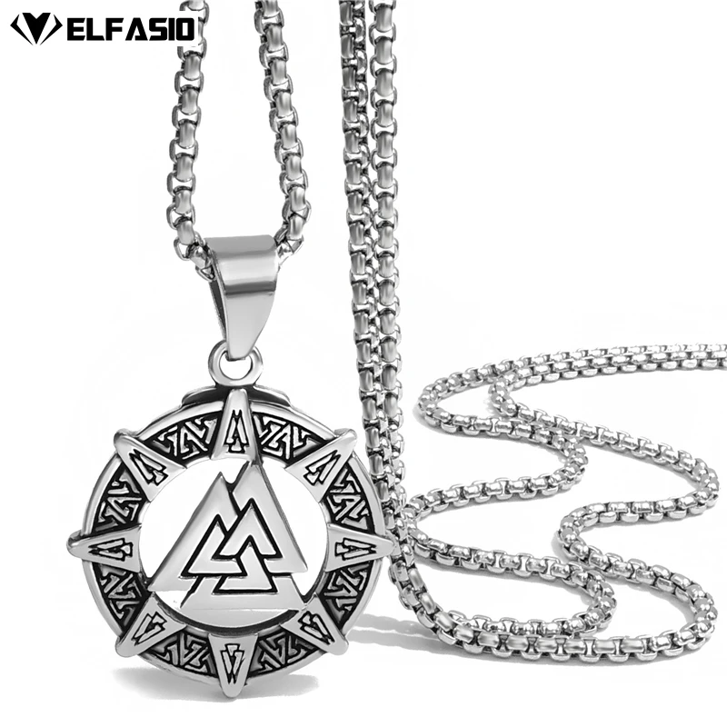 Мужская цепочка из нержавеющей стали викингов Valknut Odin's Norse Warrior кулон с коробкой