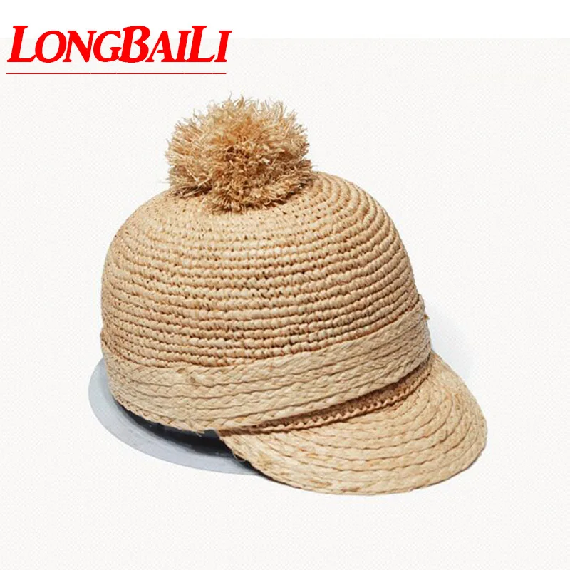

Summer New Raffia Baseball Hats For Women Straw Sun Caps Free Shipping SWDS008