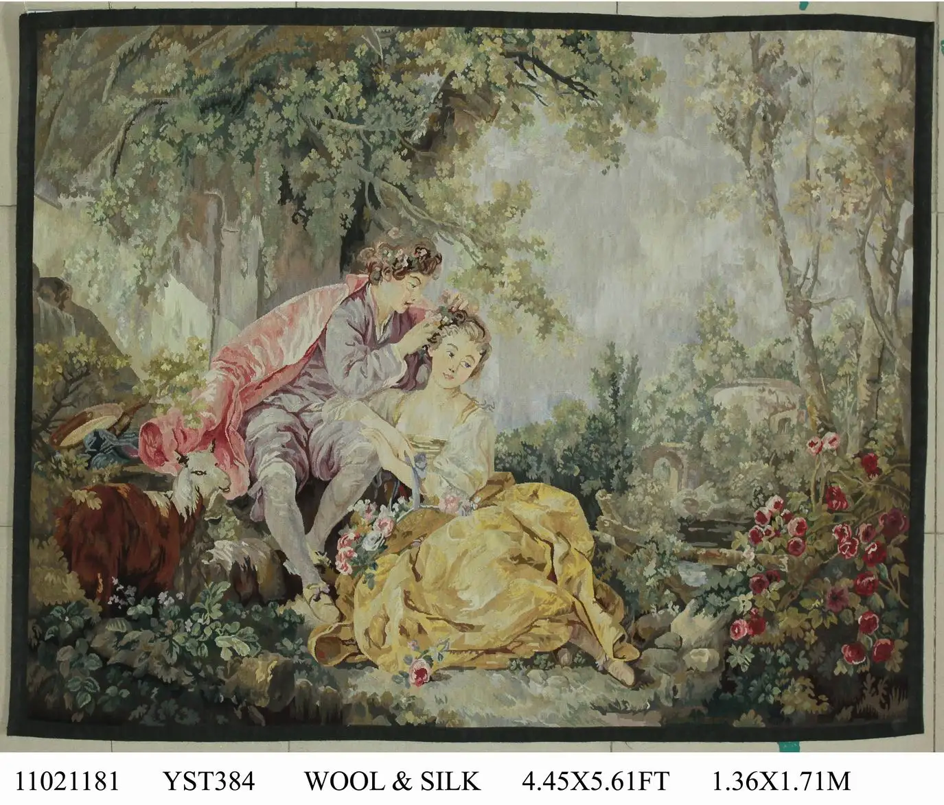 

Antique French Aubusson Husbandry Agrarian Pastoral Scene Tapestry Panel Runner Floral Decor Handbag