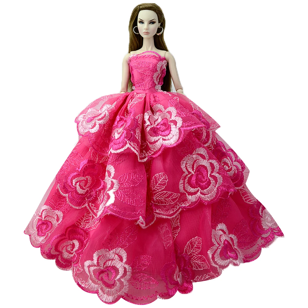 NK One Pcs Doll Princess Wedding Dress Noble Party Gown For Barbie Doll Accessories Handmake Outfit Best Gift For Girl' Doll JJ