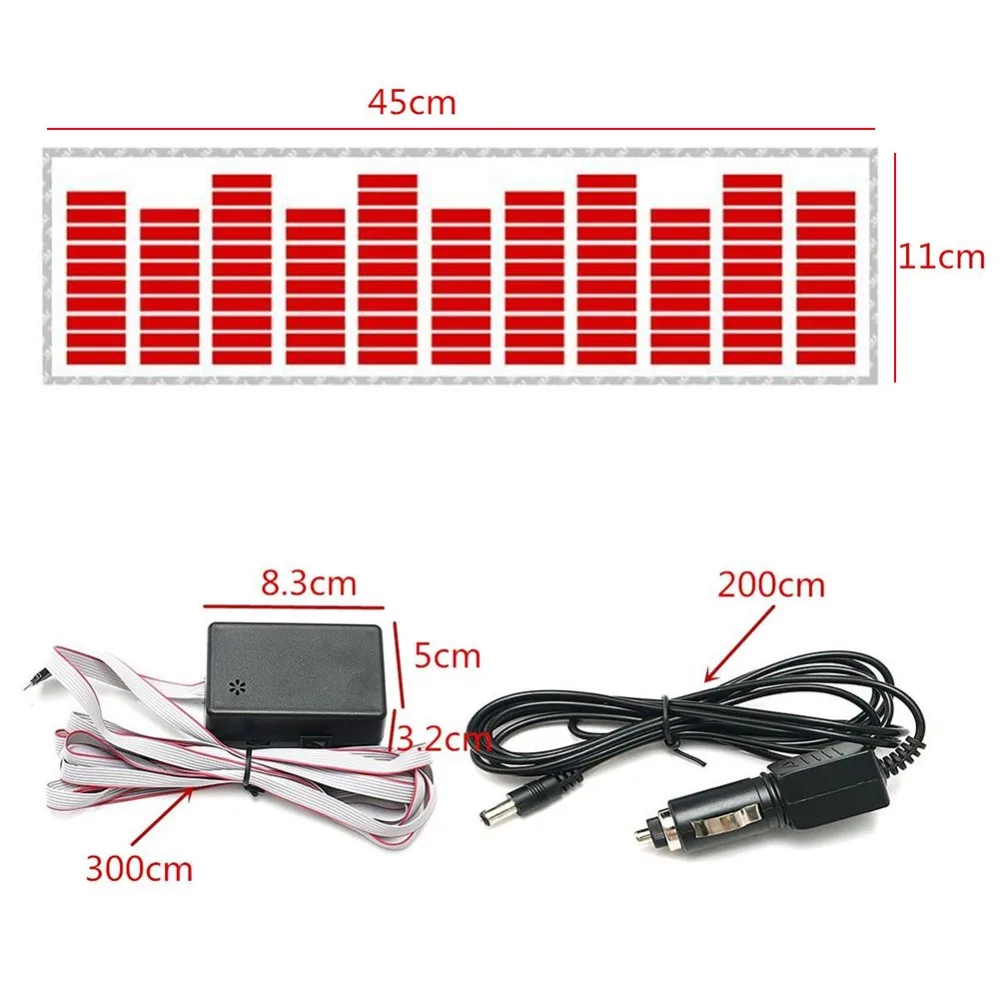 Новая мода 45x11 см 12 В светодиодный контроль ритма музыки Свет Звук активировать световой низкое энергопотребление прочный автомобильный стикер#296076