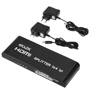 

US/EU HDMI Splitter 4 Way Box 1X4 Port 1 in 4 out 4 Port 1080P 3D 4KX2K HDTV Duplicator HUB Repeater Amplifier Switch Switcher