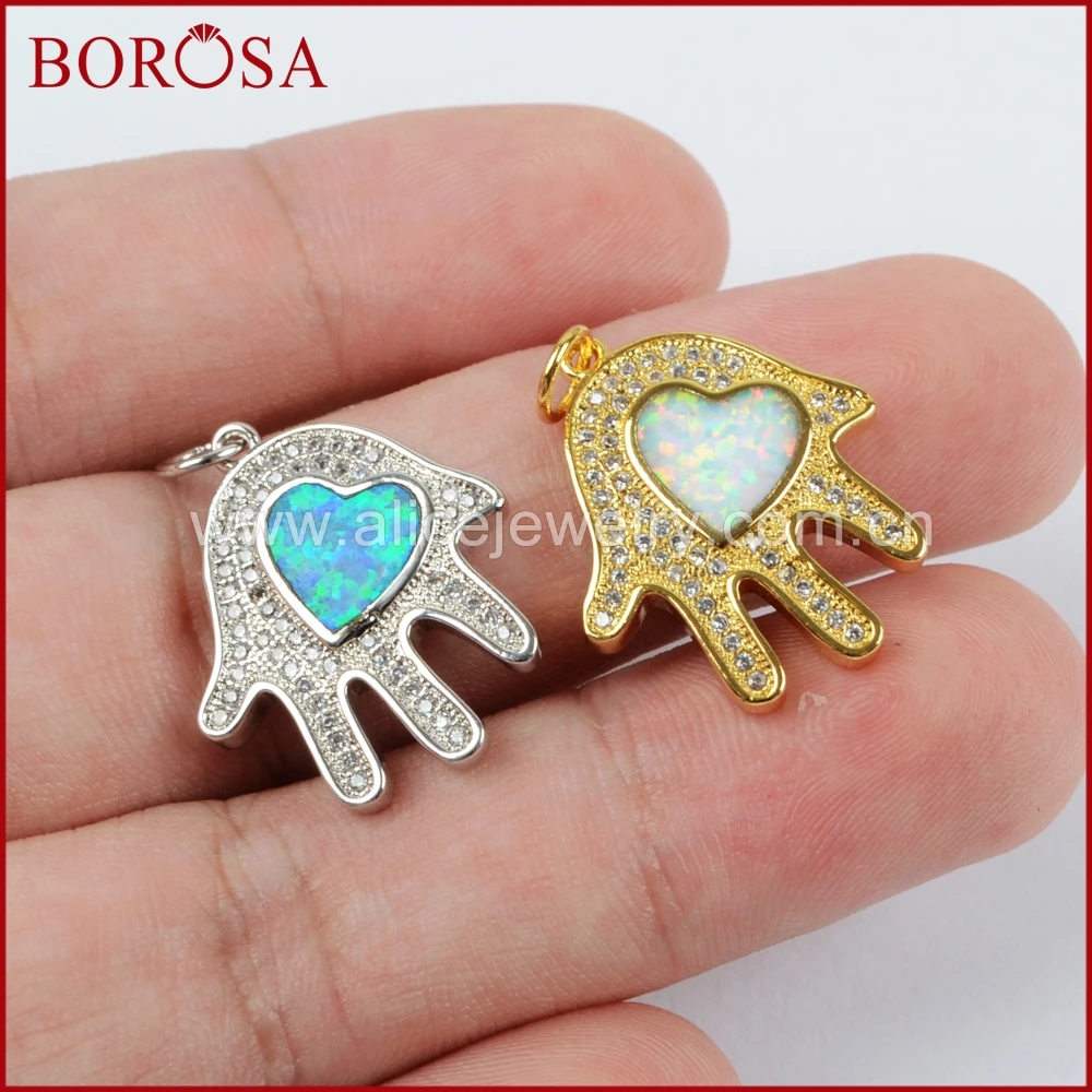 BOROSA золото/серебро Цвет Хамса ручной Кулон Бусы CZ микро проложить красочные