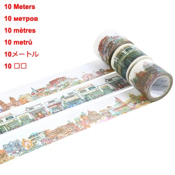 

10M Roll Tape Sticker Cute DIY Scrapbooking Vintage Mix Design Sticker Travel Theme Mask Stationery Decoration Crafts Paper Tape