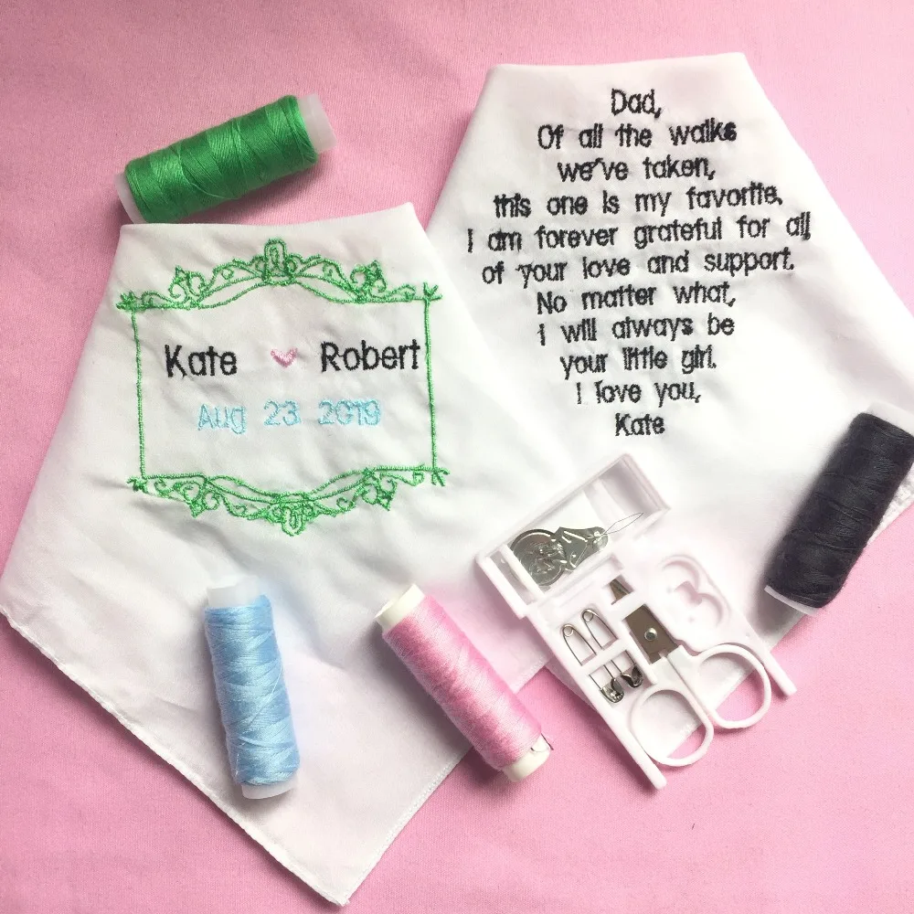 

1 Set Custom Wedding Gift to Bride Father, Embroidered Wedding Handkerchief for Father of the Bride, Personalized Wedding Gift