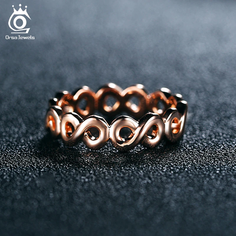 ORSA JEWELS Women's Rings Rose Gold Color/Silver Color Perfectly Polished 8 Shaped Rings Simple Elegant Fashion Jewelry AOR150