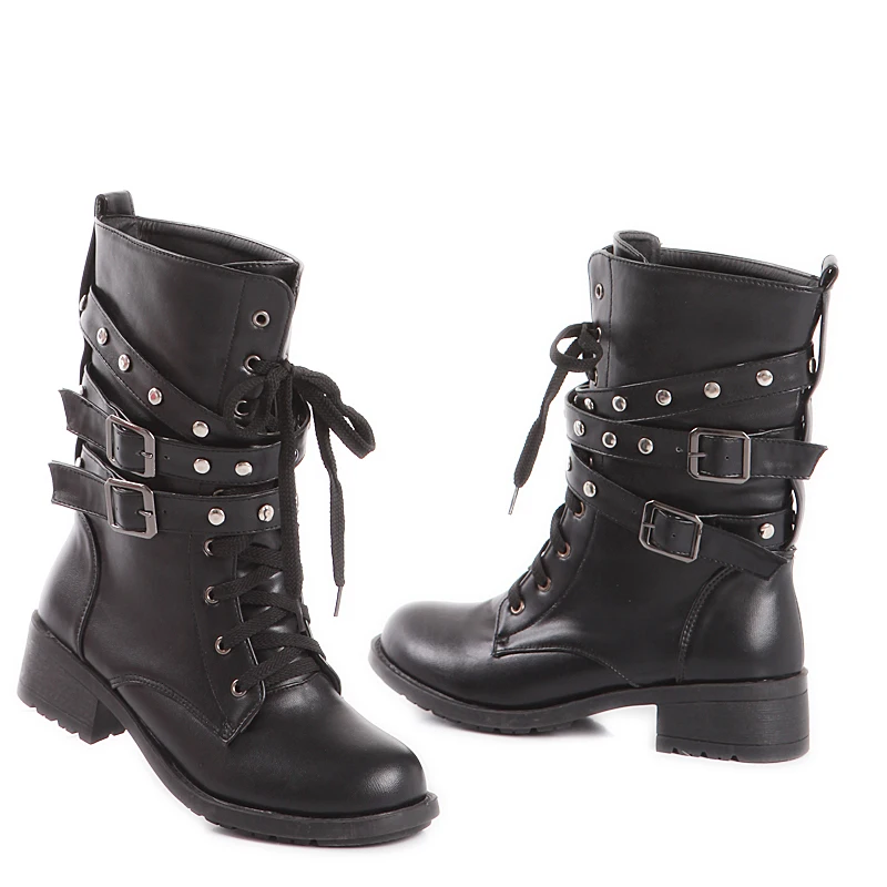 womens buckle combat boots