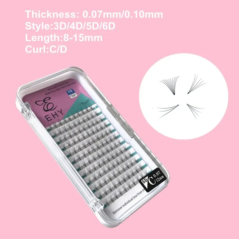 

Premade Volume fans shot Stem 3D/4D/5D/6D Faux Mink Pre made Russian Volume Eyelash Extension 12lines