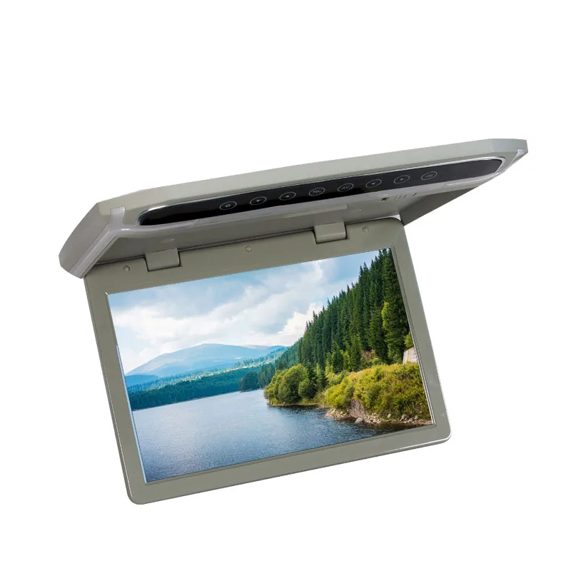 

12.1 inch LED Digital Monitor Car Touch Button gray color 1280*RGB*800 Flip Down Monitor with AV TF HDMI FM SH1218