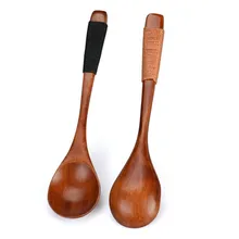 Великолепные деревянные ложки, большая ложка с длинной ручкой, детская ложка, деревянная десертная ложка для риса, супа, деревянная посуда, кухонные принадлежности M5