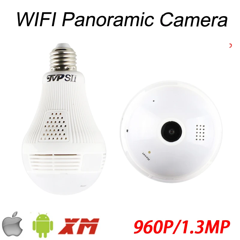 Kopen ICSee APP 1.3mp 960 p 128g Fisheye 3D VR Panoramisch Lamp Wifi Draadloze Infrarood IP CCTV Surveillance Camera Gratis verzending