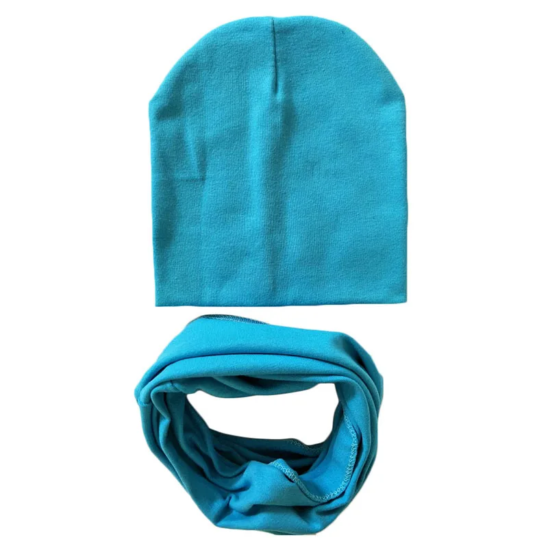 2 шт./компл. Демисезонный; шапка и шарф для малышей однотонные кепки для мальчиков и девочек, хлопок, вязаная детская Шапка-бини шарфы