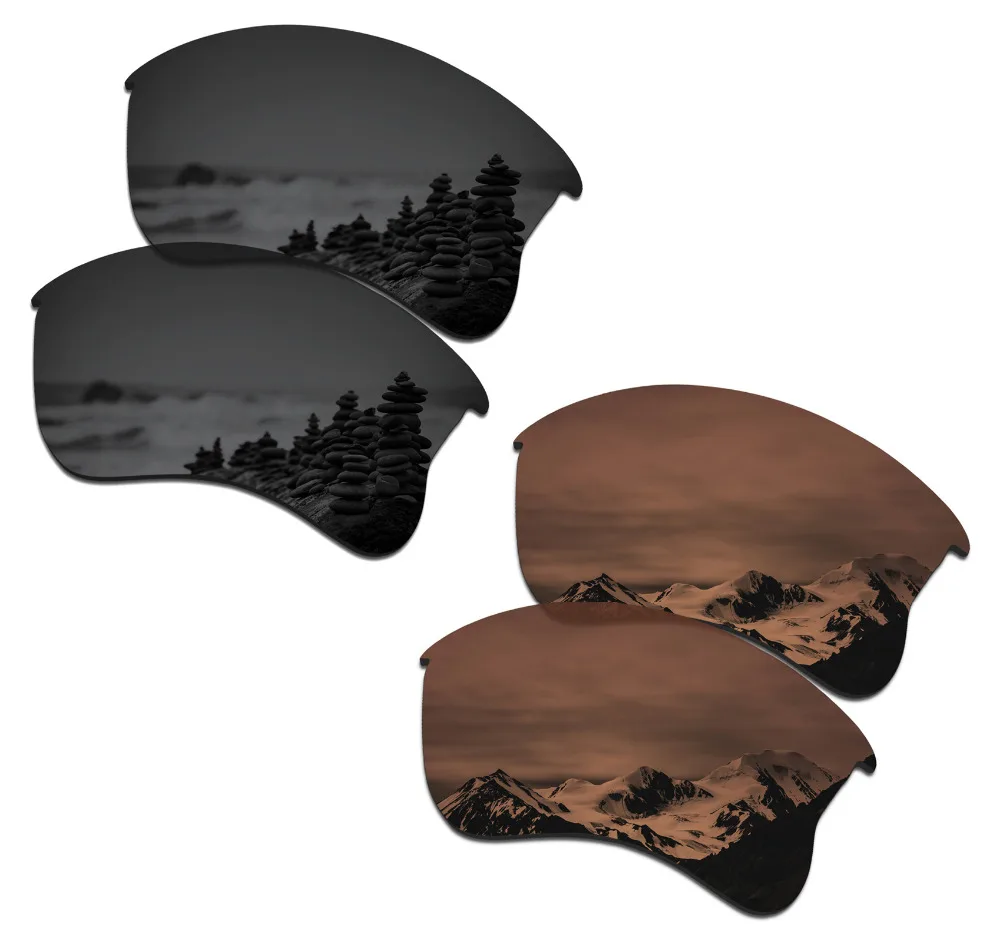 SmartVLT 2 Pairs Polarized Sunglasses Replacement Lenses for Oakley Flak Jacket XLJ Stealth Black and Amber Brown | Аксессуары для