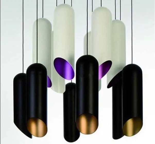 

1 PC Creative metal long pendant lights personality bar restaurant study cafe decoration light black white iron pendant lamps ZA