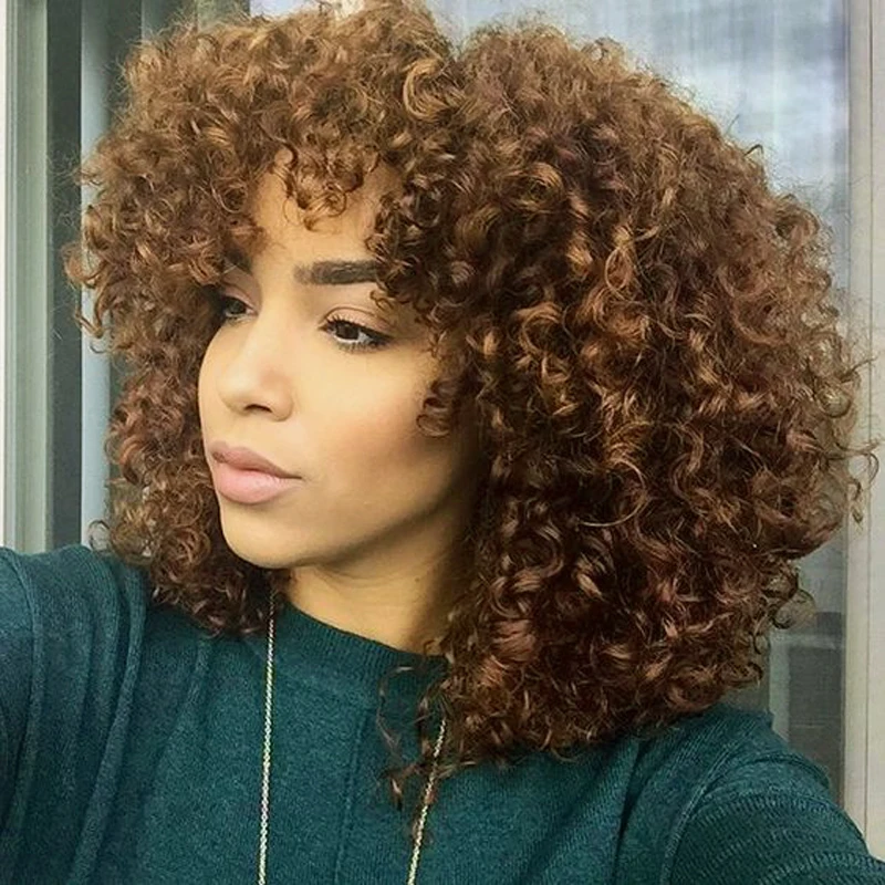 

Synthetic Lace Front Party Wig Brown Kinky Curly Hand Tied Glueless Japan Kanekalon Fiber Perruque Lace Fornt Wig Women Wigs