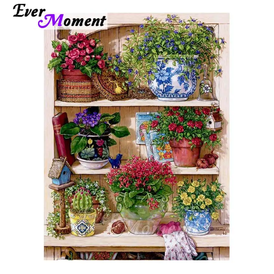 

Ever Moment 5D DIY Diamond Painting Garden Flowers Diamond Mosaic Full Square Drills Artwork Home Decoration Rhinestone ASF1226