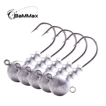 

Bammax fishing hook 10pcs 2.5g 3.5g 5g 7g 8.5g jig lead head fly Barbed hook For Soft Worm Lure Baits Fishing Tackle Accessories