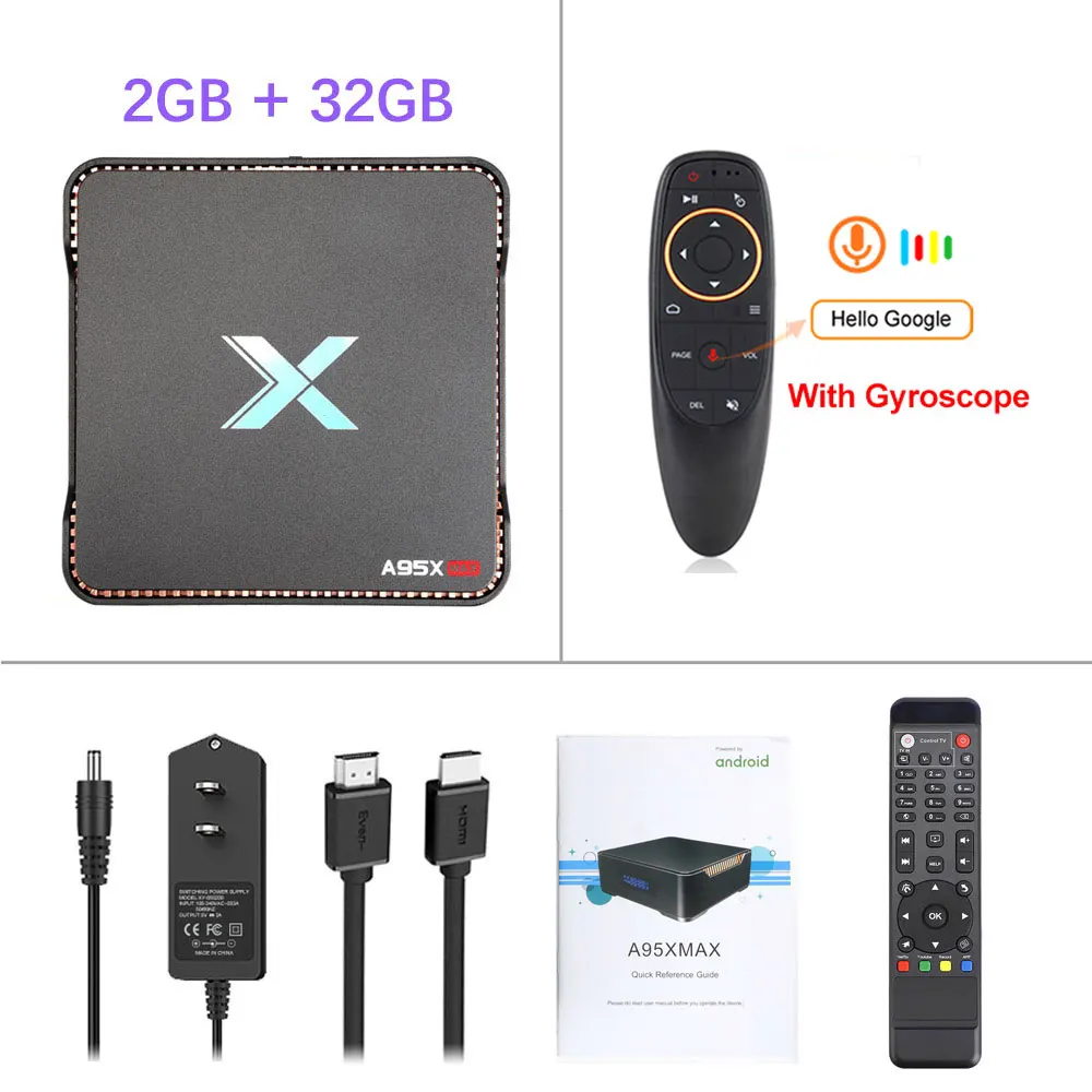 A95X MAX X2 Android 8,1 ТВ-приставка 4 Гб 64 Гб Amlogic S905X2 2,4G и 5G Wifi BT4.2 1000 м смарт-ТВ приставка поддержка записи видео приставка - Цвет: 2G 32G G10 air mouse