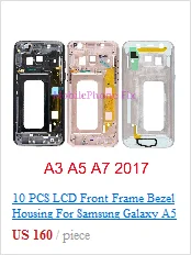 ЖК передняя рамка Корпус для samsung Galaxy J5 J7 J510 J710 внешняя средняя рамка+ Боковая кнопка громкости