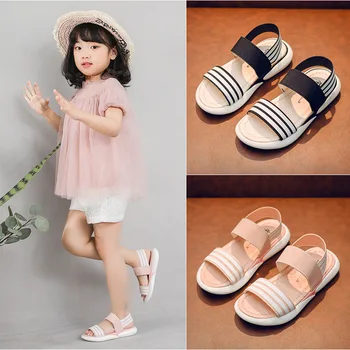 

Girls Sandals 2019 New Casual Summer Sandals Girls Non-slip Soft Bottom Shoes Baby Elastic Beach Shoes Toddler Girl Sandals