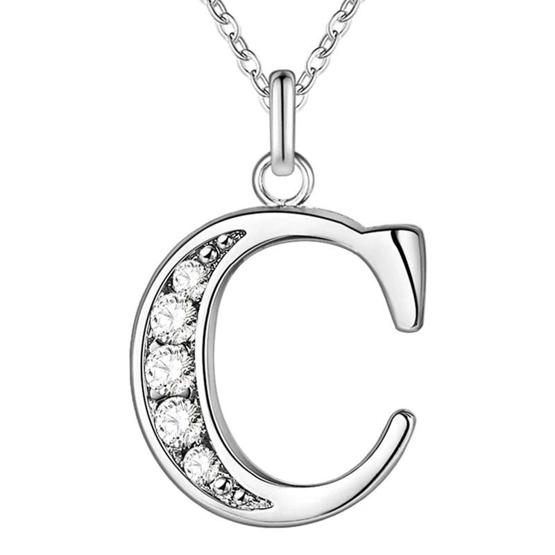Алфавит буквы от А до Я Мода Серебряный цвет 925 имя ожерелье кулон Модные серебряные ювелирные изделия звено цепи - Окраска металла: YLRN209