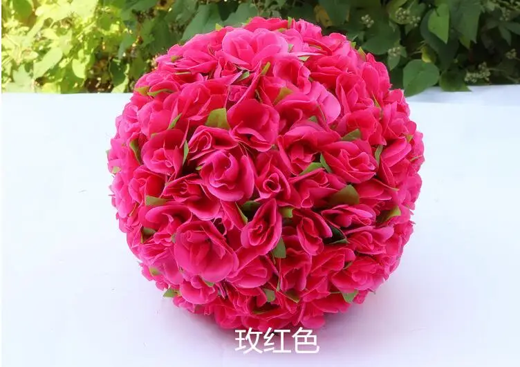 Упаковка из 10 11 ''атласный цветок шар романтические шары из роз для свадебной вечеринки праздничное украшение - Цвет: fushia