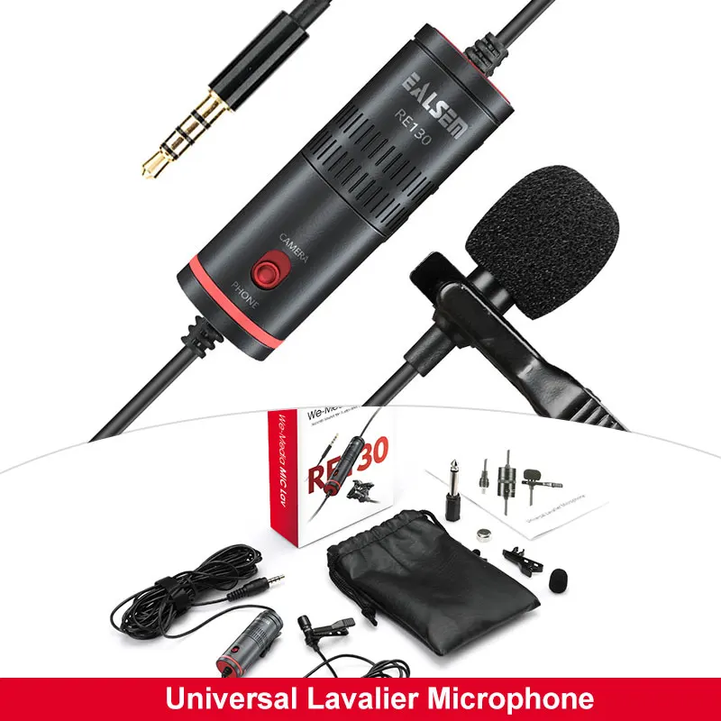 

Vlog camera youtube Mic Condenser Lapel Lavalier Microphone Video for iPhone Canon DSLR Camera Lecture LiveShow