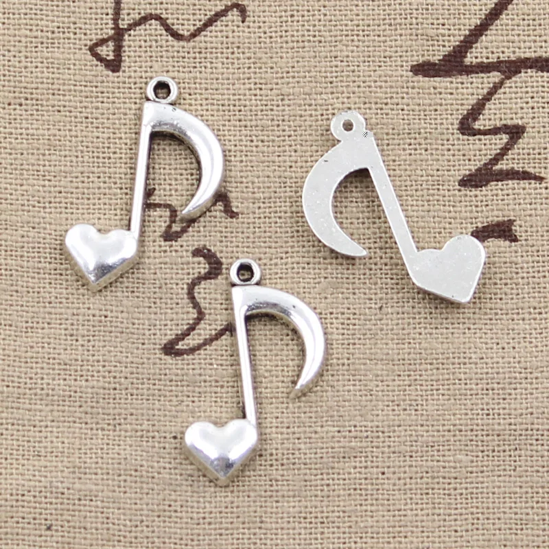 

15pcs Charms musical note heart 25x16mm Antique Silver Bronze Plated Pendants Making DIY Handmade Tibetan Silver Bronze Jewelry