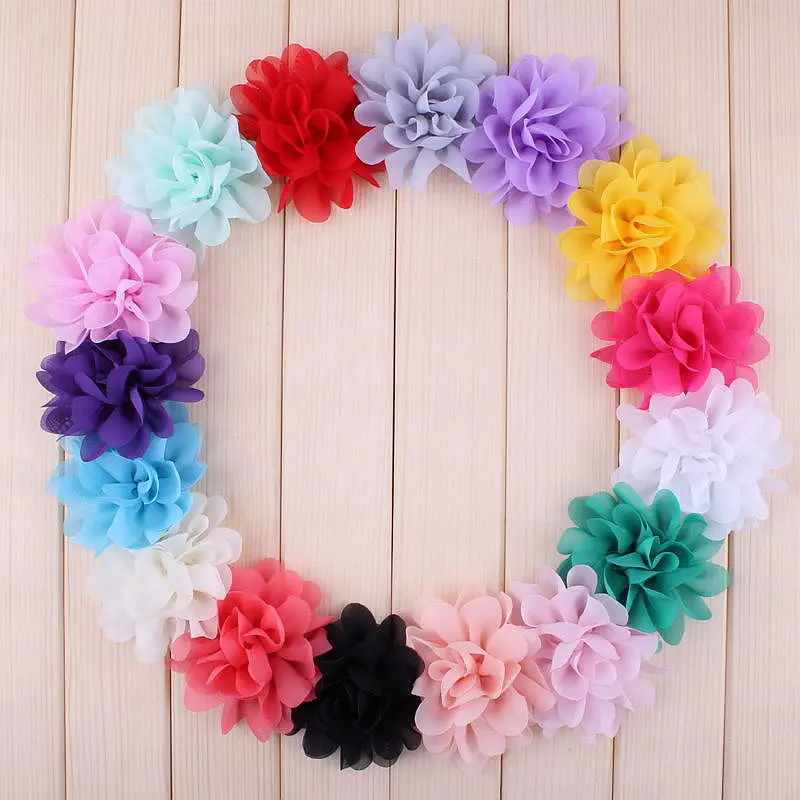 

30pcs/lot 2.8" 16colors Artificial Chiffon Silk Flowers For Girls Hair Accessories Soft Petal Peony Fabric Flowers For Headbands