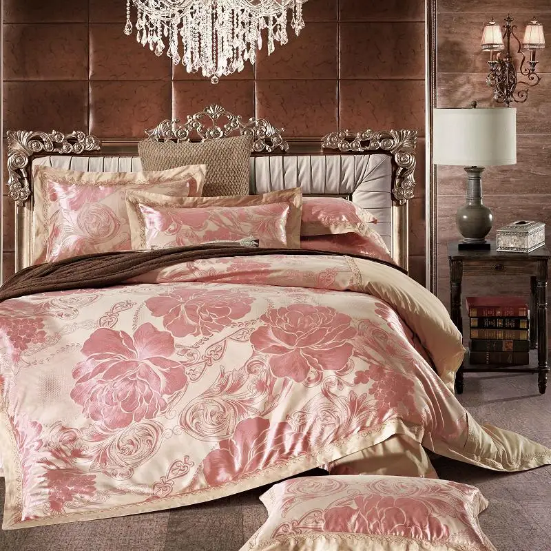 

Yarn Dyed Poly Cotton Girl Bedding Set Pink Duvet Cover Set with 1 Flat Sheet and 2 Pillow Cases