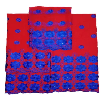 

2018 african bazin riche fabric high quality bazin riche getzner with net lace blouse African bazin riche lace A531-2