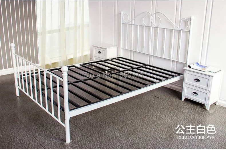 Simple European style Iron bed double bed 1.8 1.5 1.2 meters children bed white princess bed Simple European style Iron bed double bed 1.8 1.5 1.2 meters children bed white princess bed