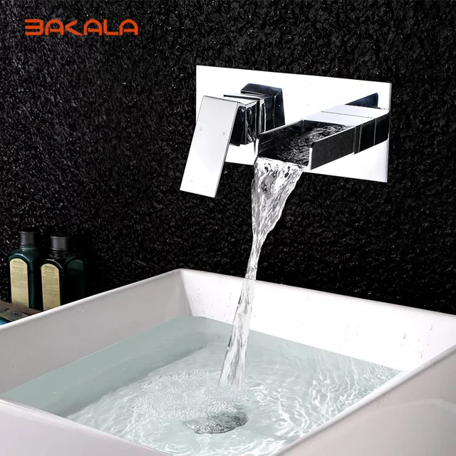 Bakala Free Shipping Bathroom Basin Sink Faucet Wall Mounted Bakala Free Shipping Bathroom Basin Sink Faucet Wall Mounted Waterfall Chrome Br Mixer Tap Lt