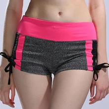 BESGO Йога Сексуальная шнурок шить Цвет Для женщин Спортивные шорты Высокие эластичные Быстросохнущий дышащий тренажерный зал Фитнес Йога шорты