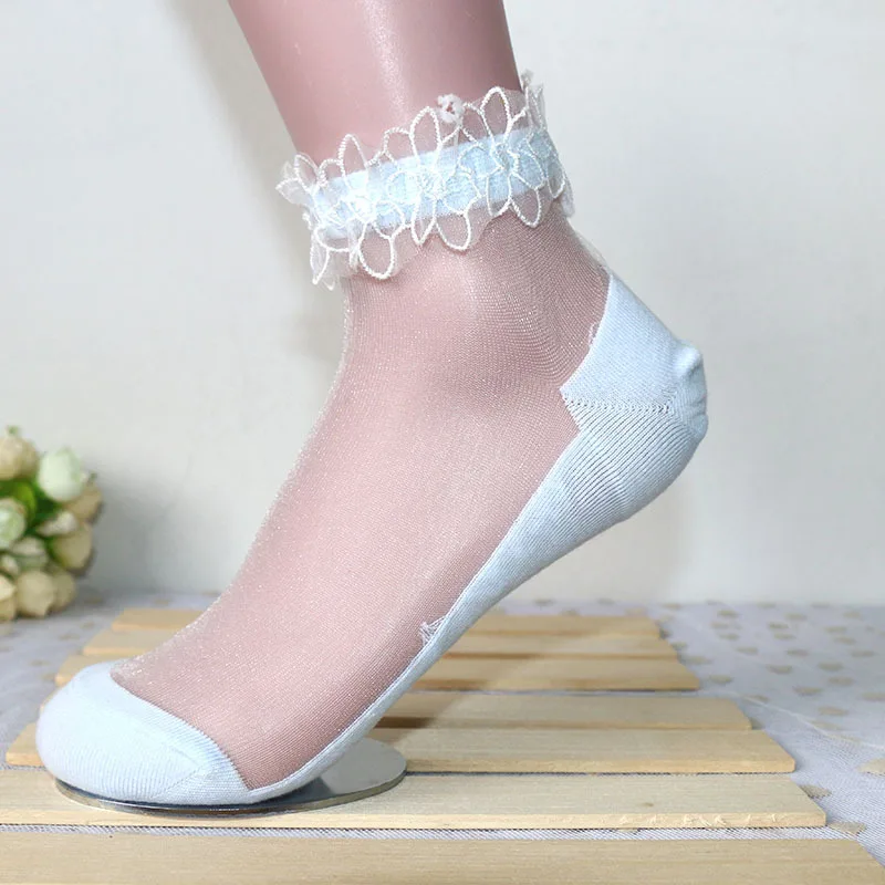 YRRETY сладкий стиль Harajuku дамы обувь для девочек Винтаж Девушка для женщин полые ретро милый хлопок кружево короткие носки оборками
