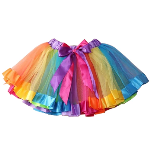 ABWE/Лидер продаж, милая красочная юбка-пачка ручной работы для девочек, радужная пачка из тюля, мини-юбка разноцветная От 2 до 3 лет
