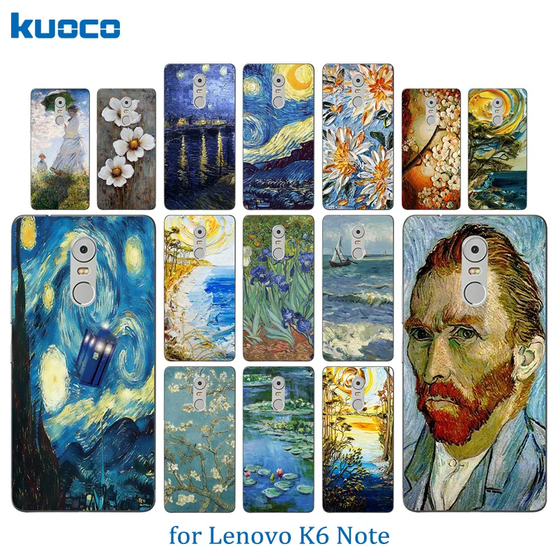 

For Lenovo K6 Note Case Silicon Cover For Lenovo Vibe K6 Note Cover Van Gogh Pattern Soft Case for K53 A48 Phone Case 5.5"