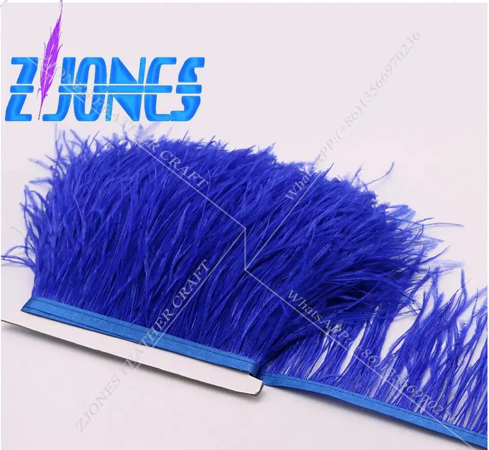 Горячая распродажа 10 метров 8-10 см различные цвета Страусиные перья Лента отделка перо боа полоса для праздничной одежды аксессуары ремесло - Цвет: royal blue