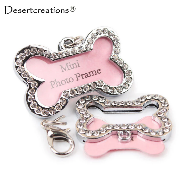 Bone shaped Pet Dogs ID Tag Mini Anti Lost tainless стальные Домашние животные фото Имя Адрес Этикетка труба воротник Домашние животные Щенок ID труба поводок