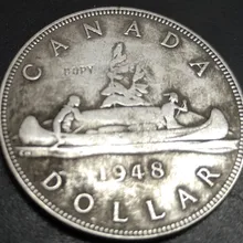 1948 Канада один доллар Посеребренная копия монеты