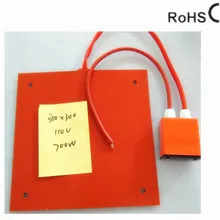 300*300*1,5 мм тепло коврик для CR-10 принтер гибкий силиконовый подогреватель 110 v 700 w 4*12 мм отверстие ED330L цифровой thermostat1000mm свинца